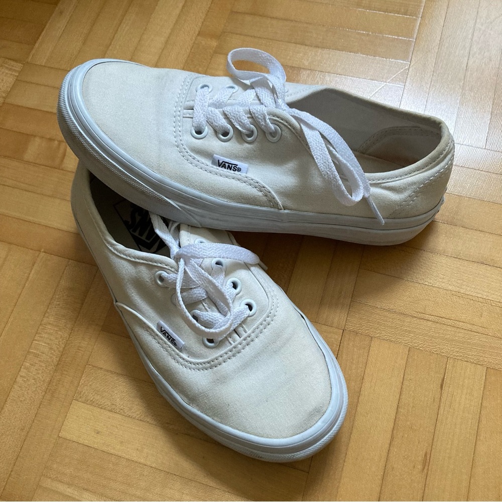 Vans Authentic classic all white laced sneakers — women’s 6